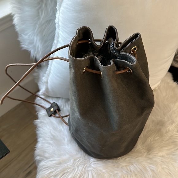HERMES DRAWSTRING GRAY CANVAS BACKPACK - Picture 5 of 13